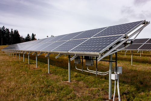 Photo of solar panels installed in a field